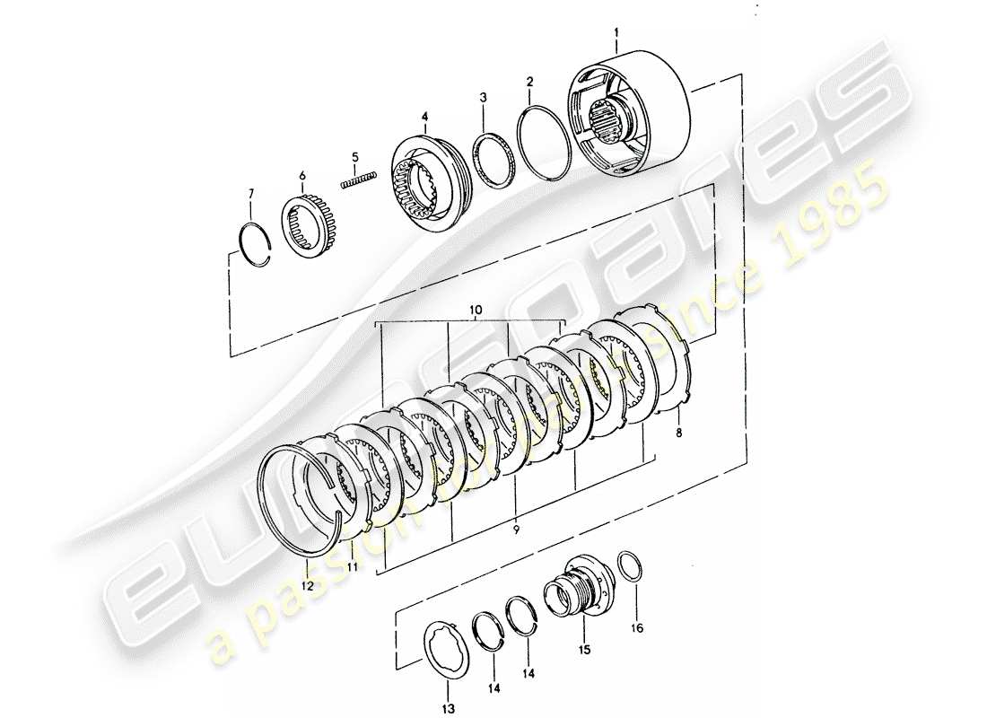 porsche 1995 (928) automatic transmission - clutch - k 2 part diagram