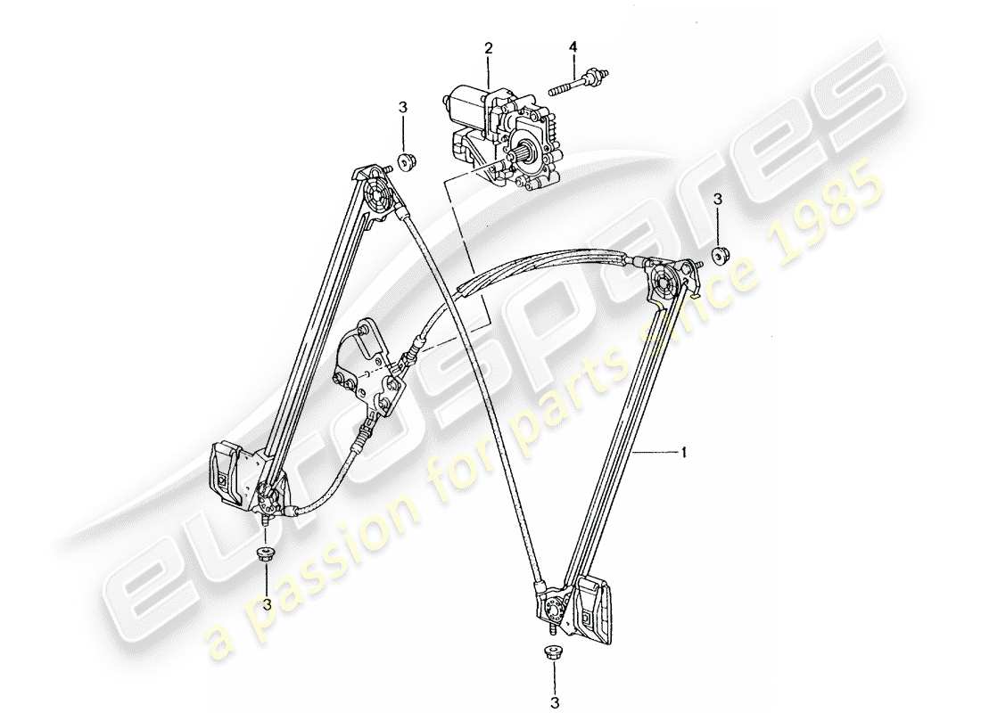 porsche 2004 (996 turbo / gt2) window regulator part diagram