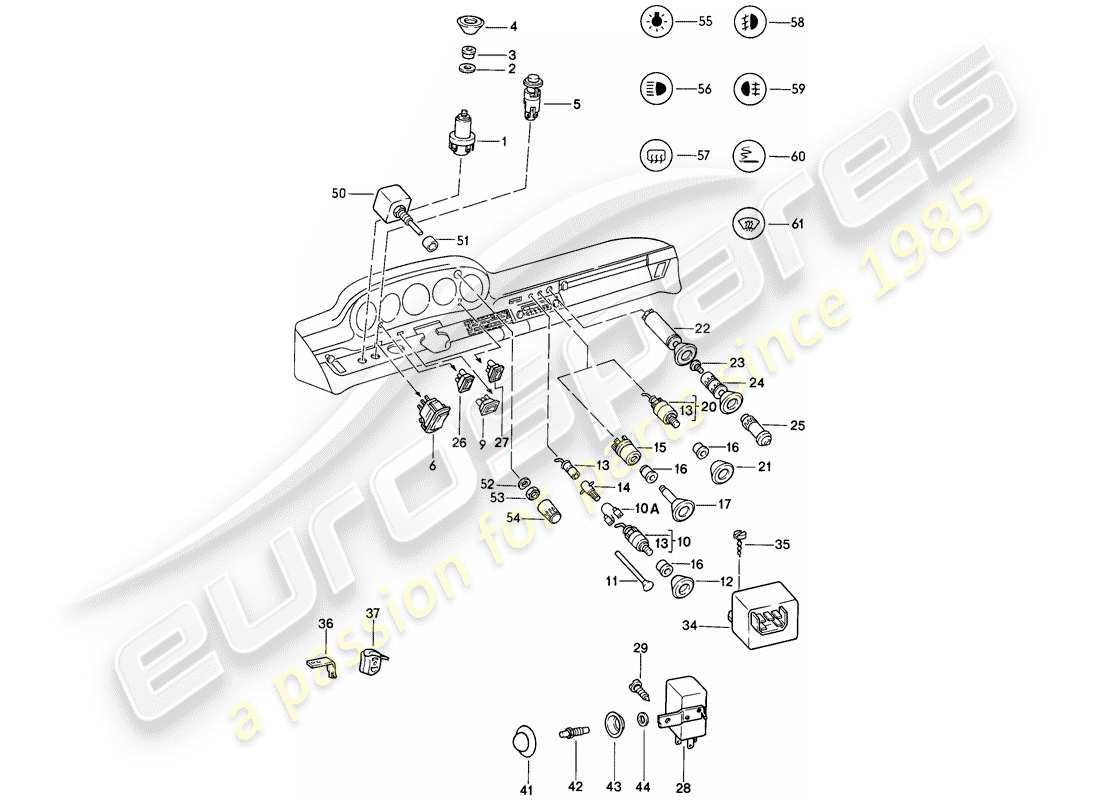 porsche 1985 (911) switch - relay - d >> - mj 1985 part diagram