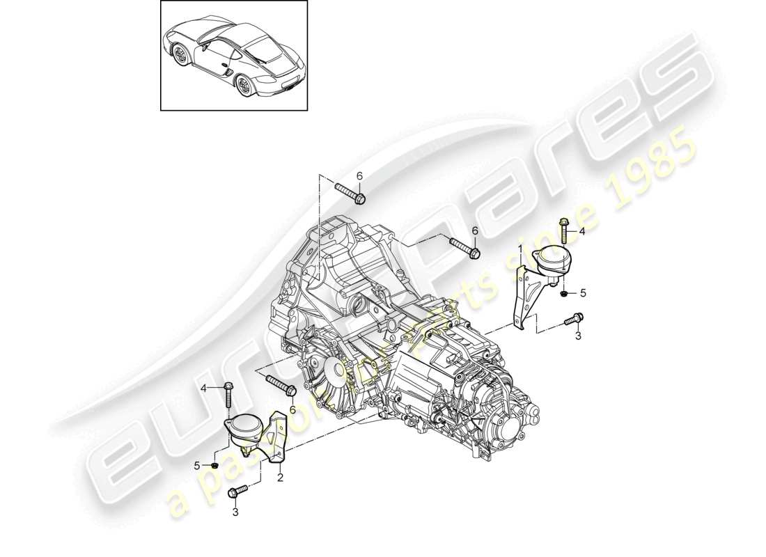 porsche 2009 (987 cayman) - pdk - gearbox gearbox mounting fastening screw engine part diagram
