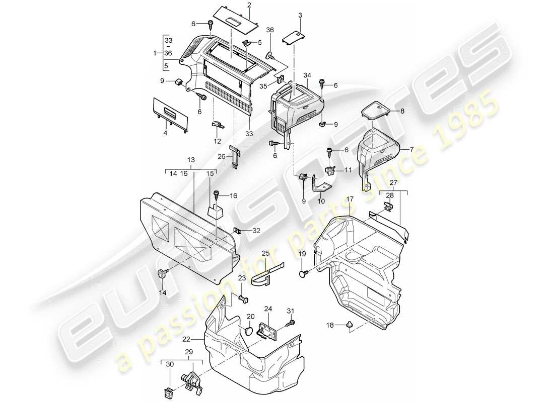 porsche 2012 (997-2) luggage compartment parts diagram