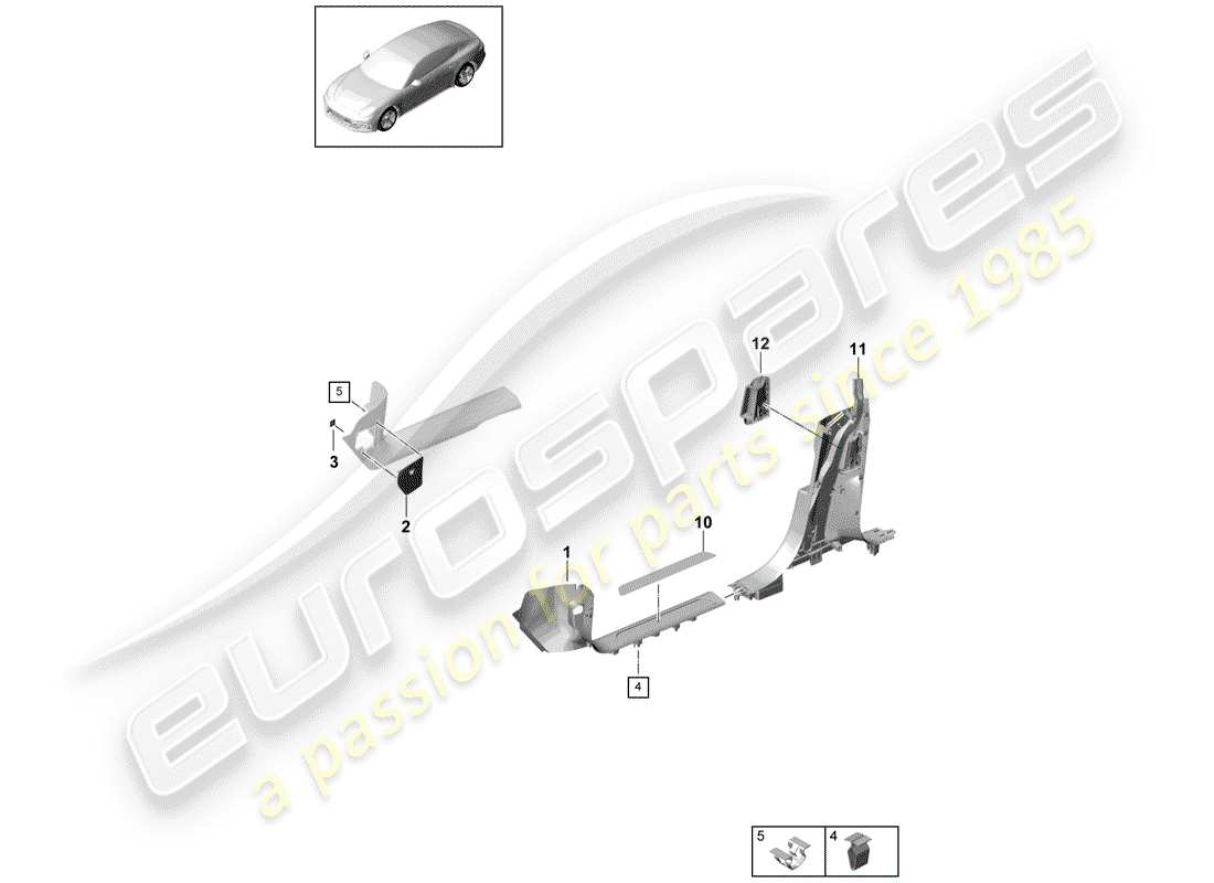 porsche 2017 (panamera 971-1) sill panel trim part diagram