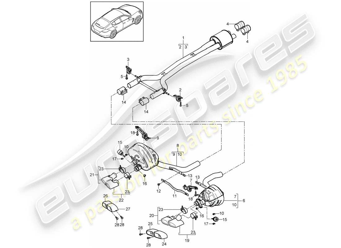 porsche 2014 (panamera 970) exhaust system part diagram