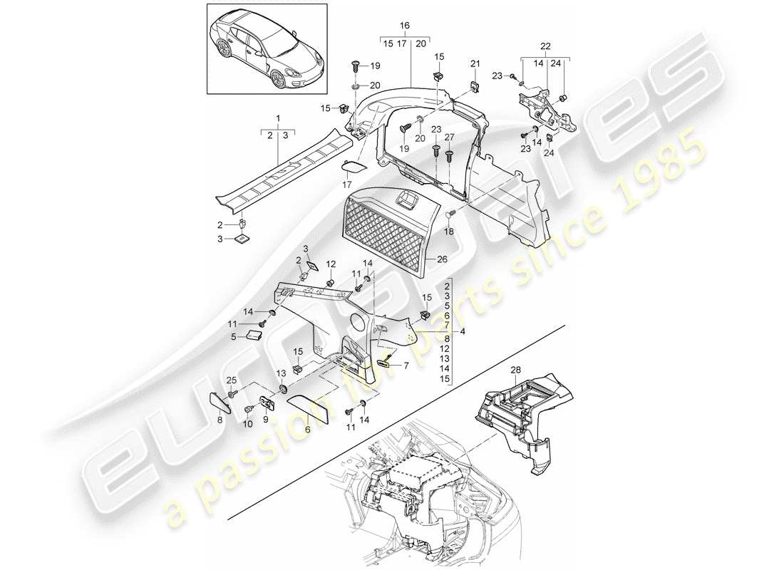 porsche 2016 (panamera 970) trims parts diagram