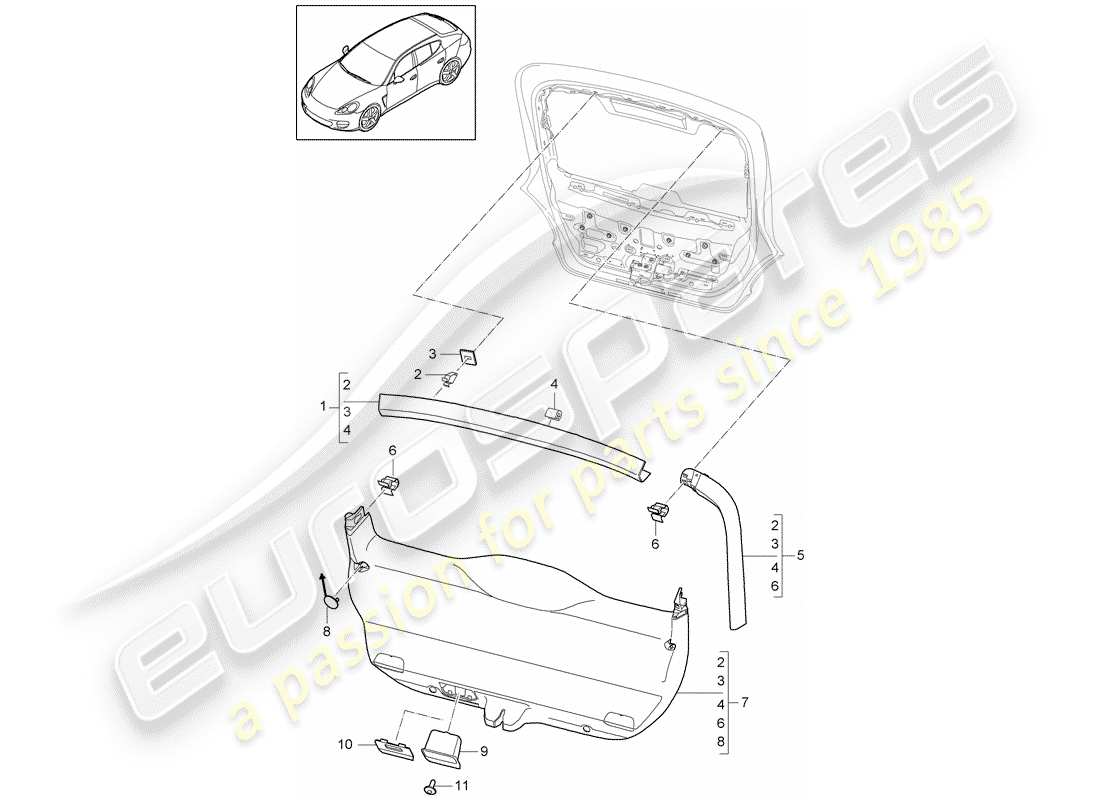 porsche 2014 (panamera 970) trims part diagram