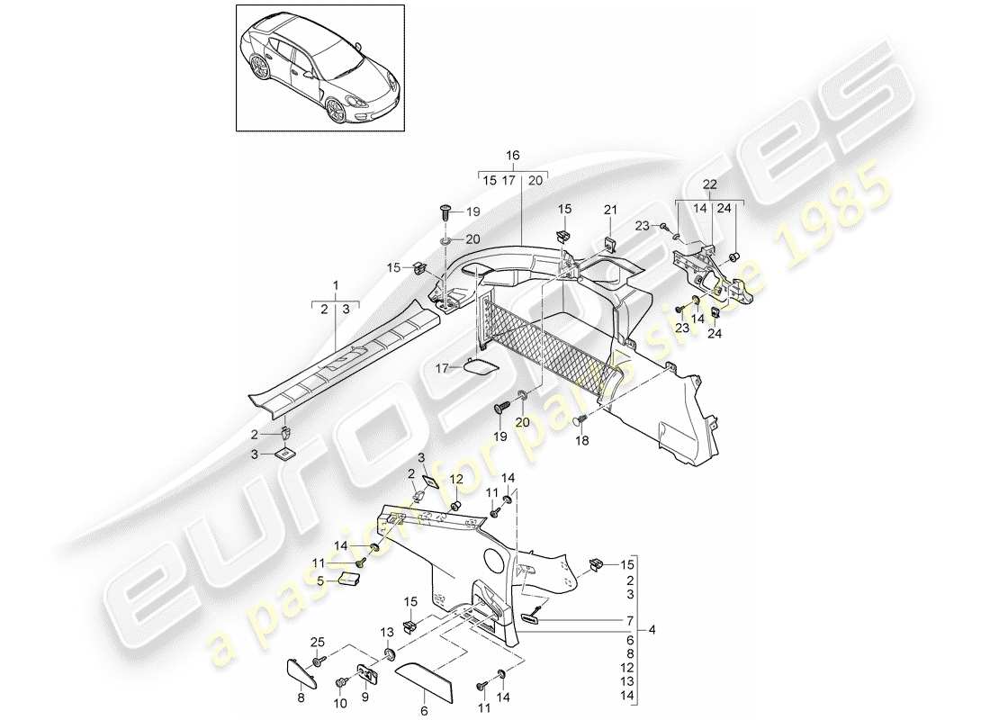 porsche 2011 (panamera 970) trims part diagram