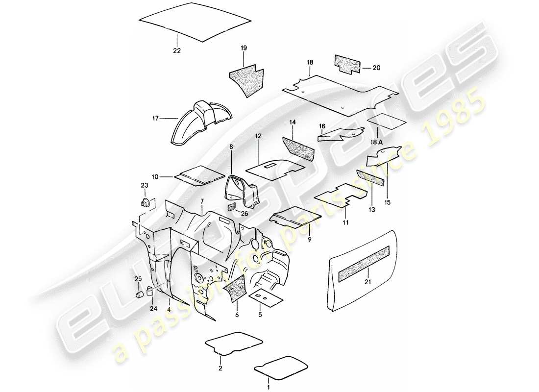 porsche 1986 (924s) sound absorber part diagram