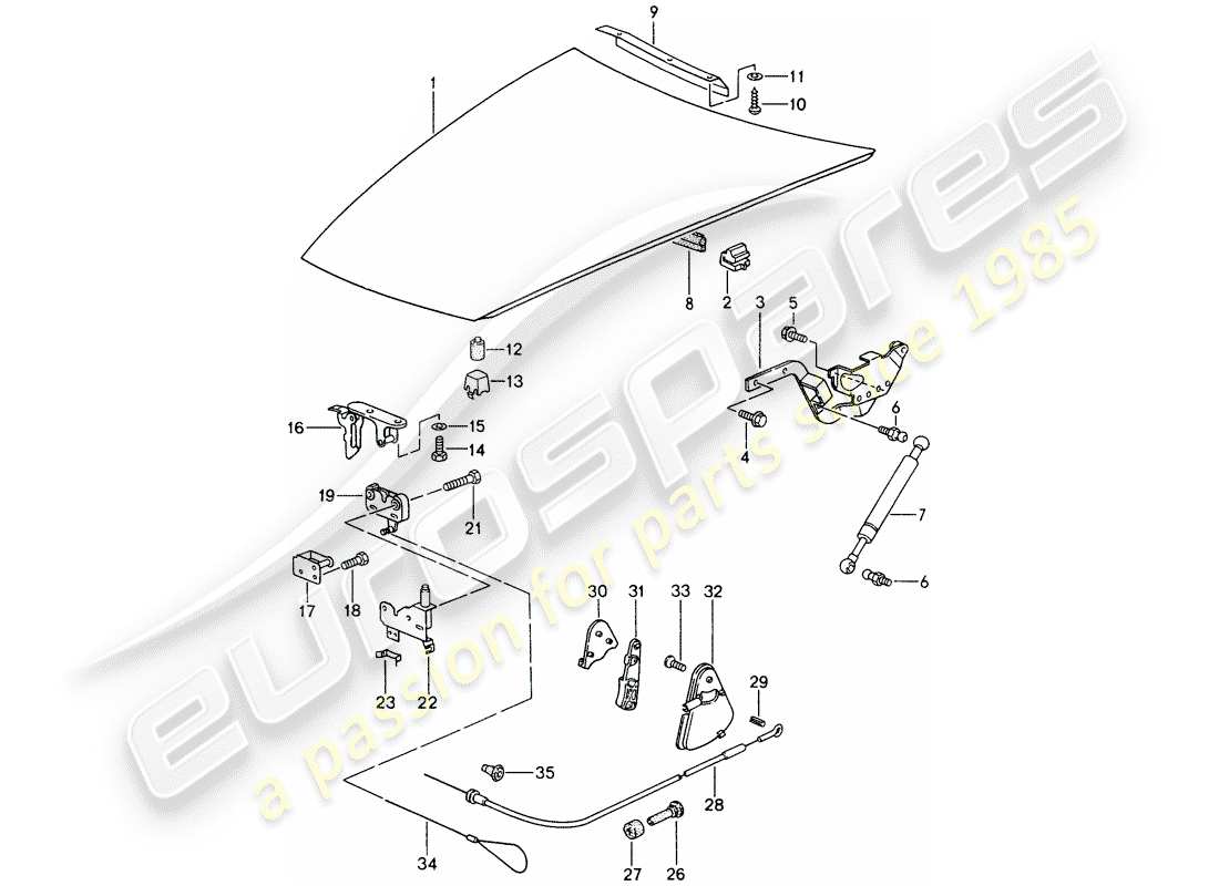 porsche 1993 (968) cover - actuator part diagram