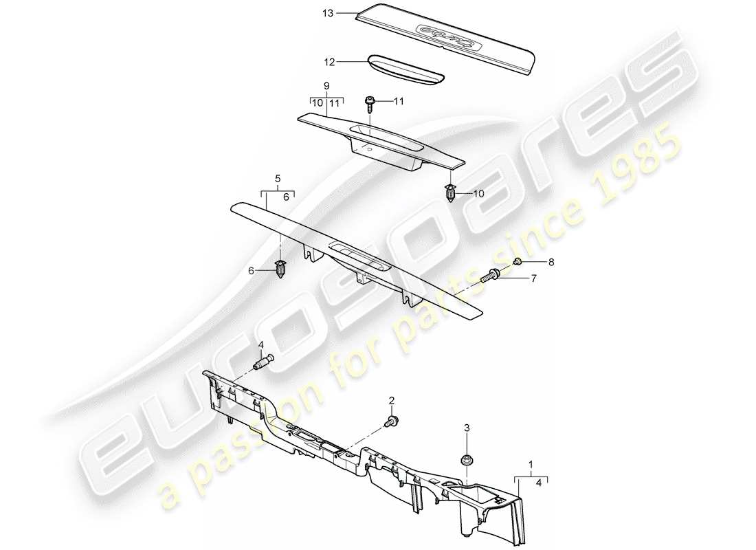 porsche 2013 (997-2 turbo / gt2 rs) lining parts diagram