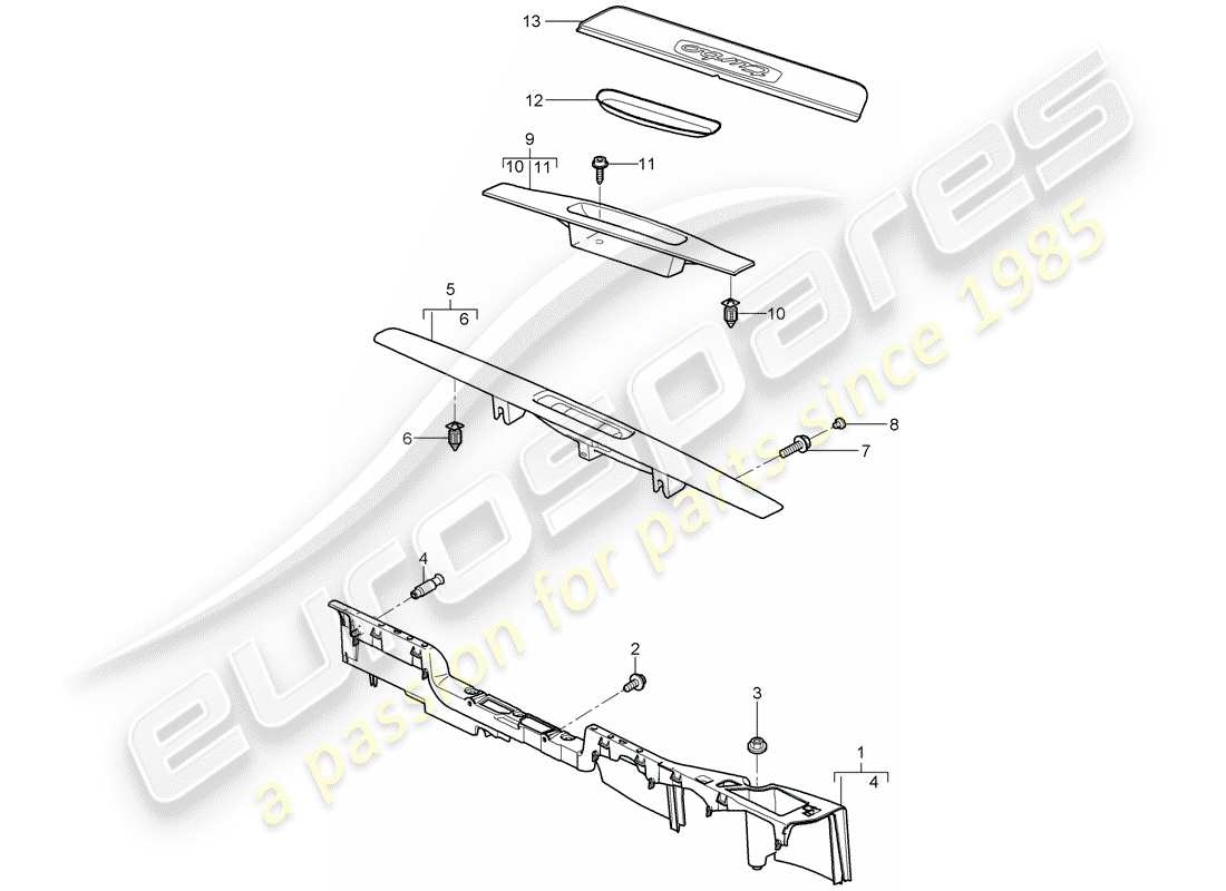 porsche 911 t/gt2rs (2013) lining parts diagram