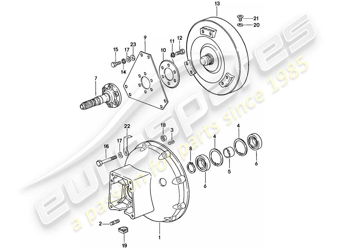 porsche 1982 (928) torque converter - converter housing - automatic transmission part diagram