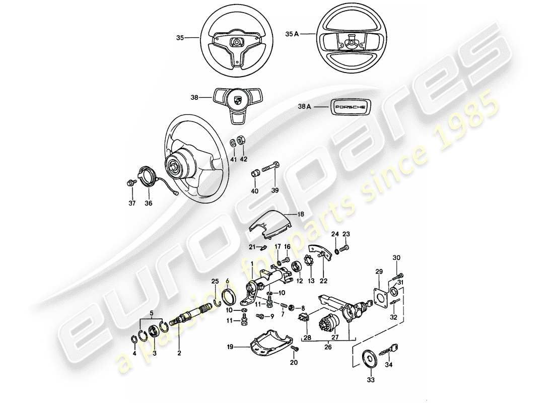 porsche 911 (1985) steering parts part diagram
