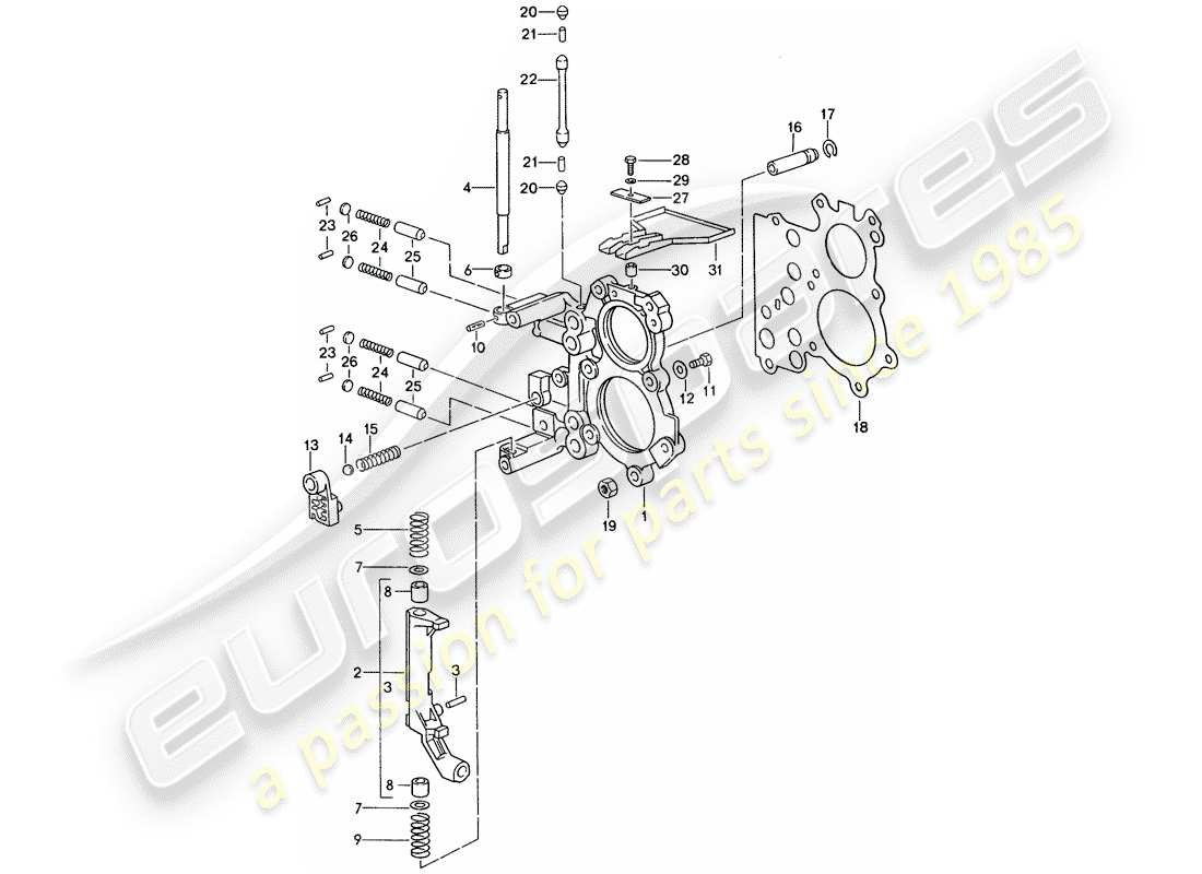 porsche 1994 (993) tensioning plate - shift control lock device part diagram