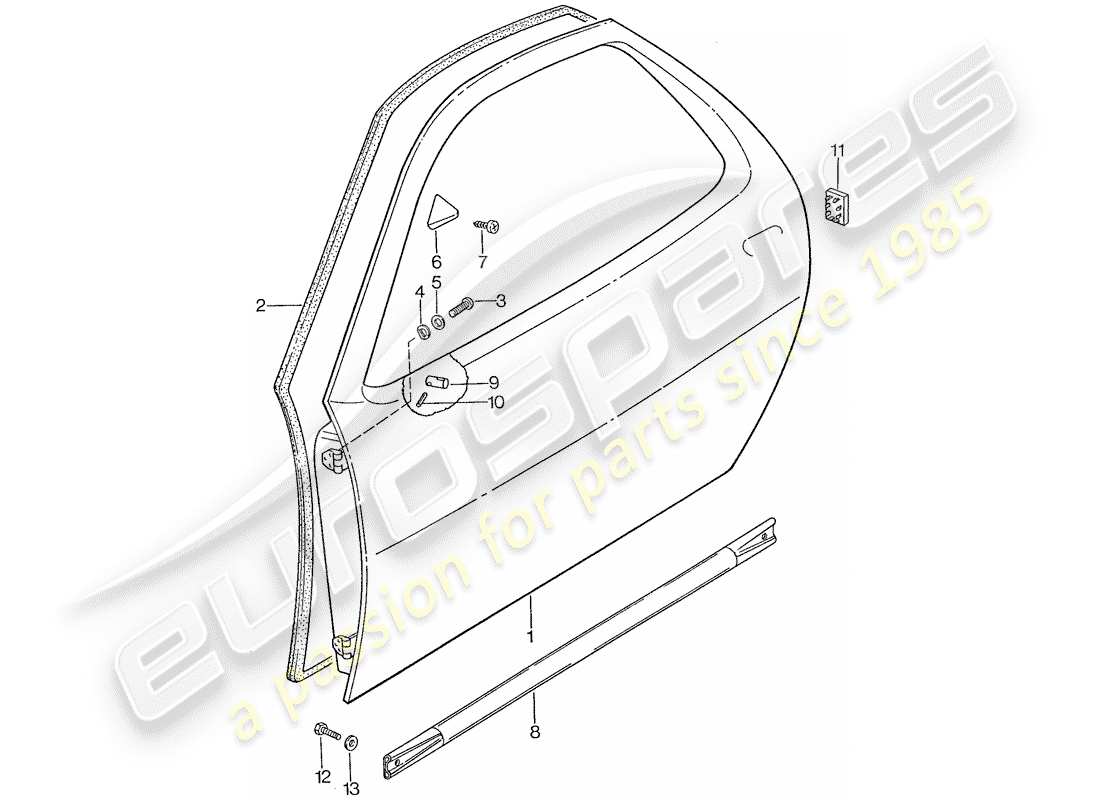 porsche 1991 (928) door shell part diagram