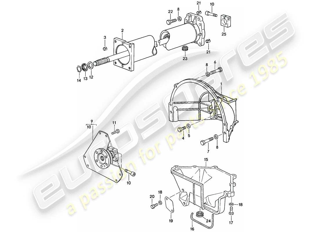 porsche 1983 (928) automatic transmission - central tube part diagram