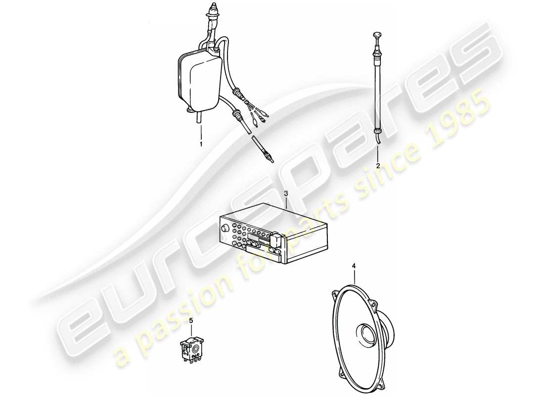 porsche 1984 (911) radio unit - installation parts parts diagram