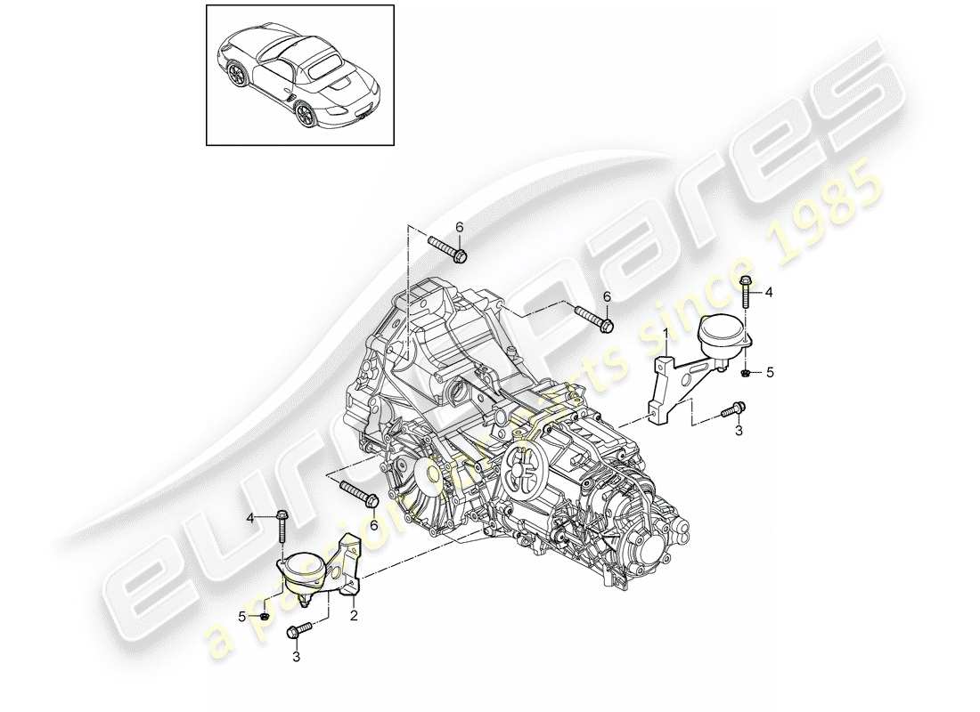 porsche boxster 987 (2011) manual gearbox parts diagram