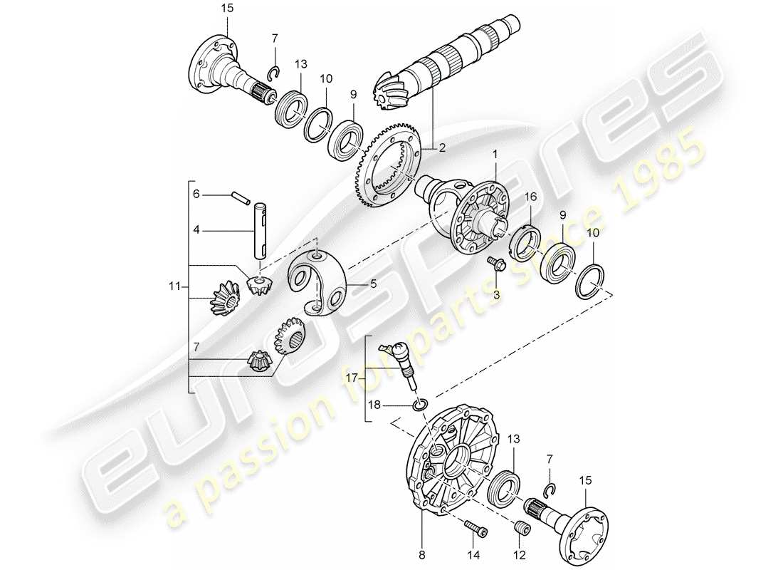 porsche 2008 (987 cayman) differential part diagram