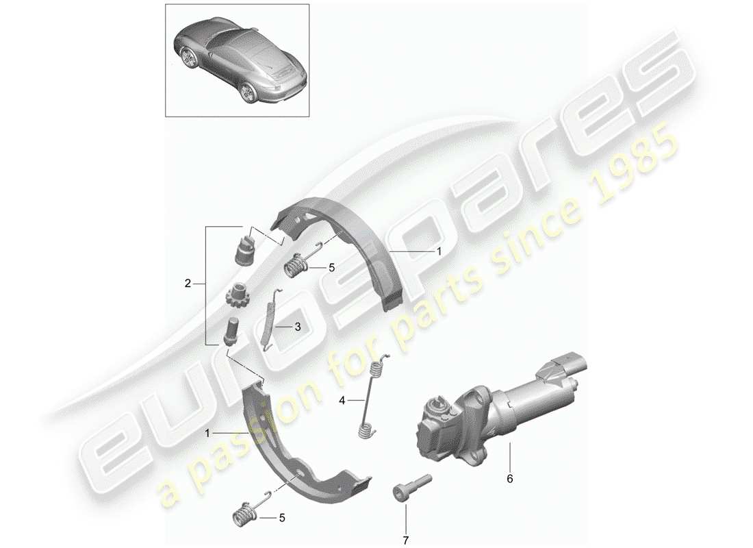 porsche 2015 (991-1) parking brake part diagram