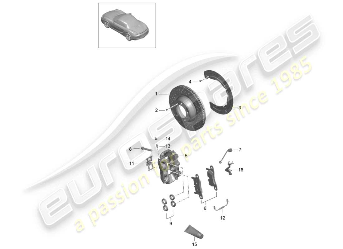 porsche 2013 (981 boxster) disc brake rear axle parts diagram