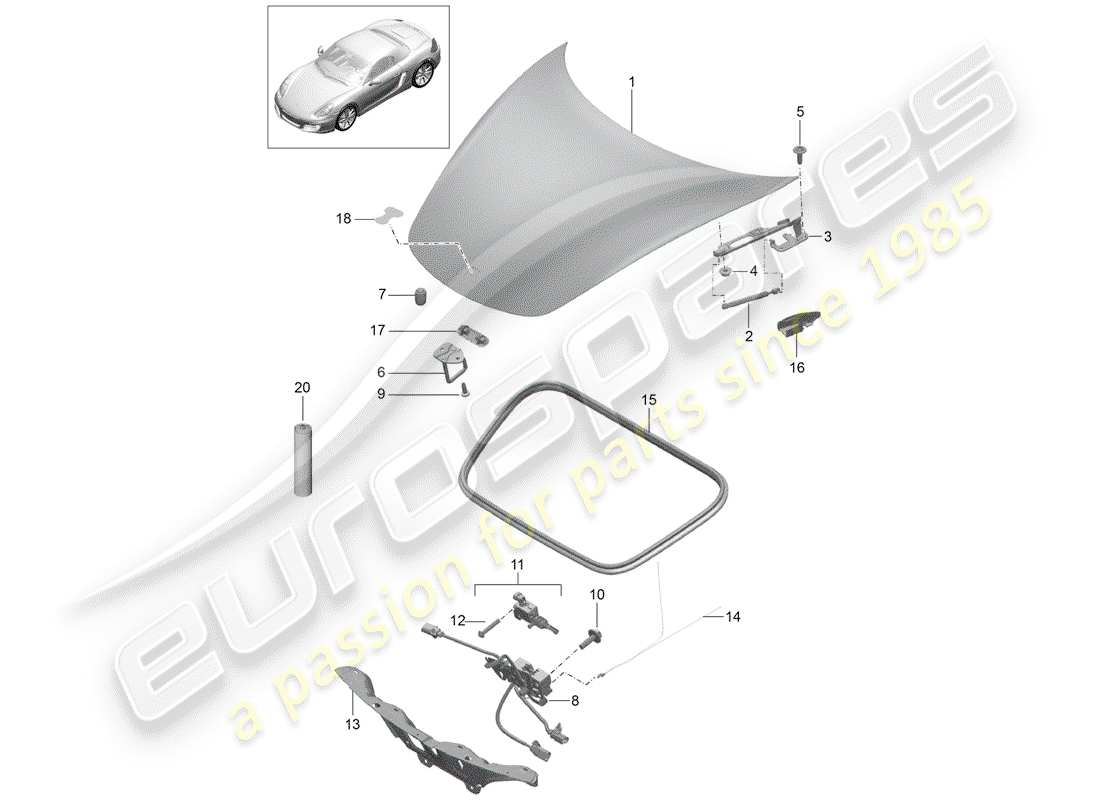 porsche 2012 (981 boxster) cover part diagram
