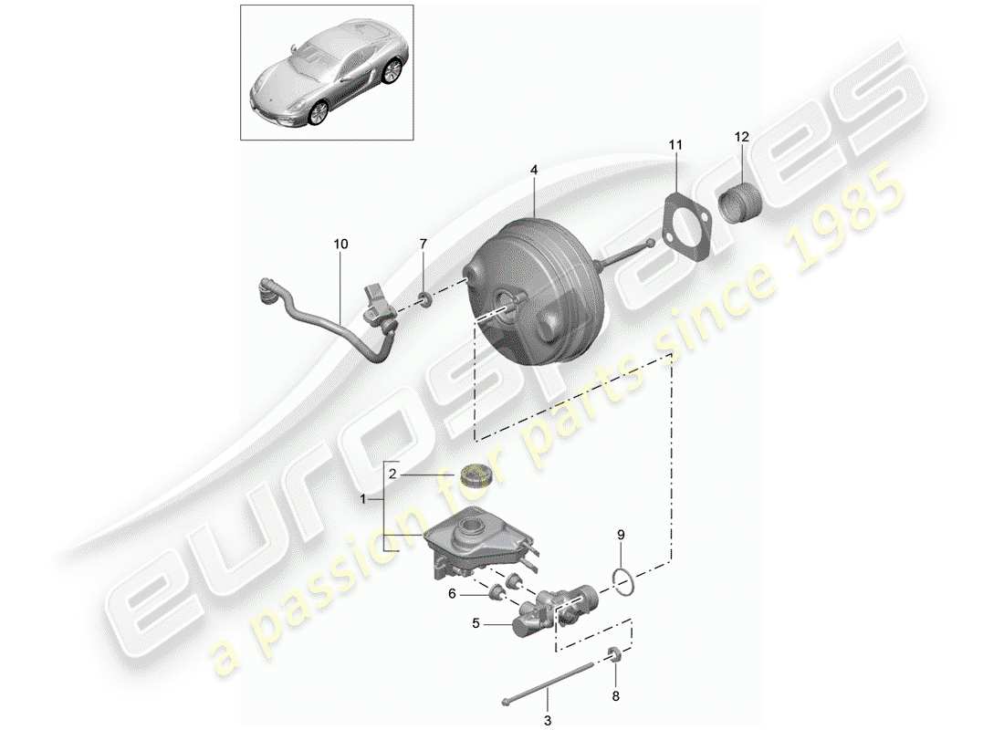 porsche 2016 (981 cayman) brake master cylinder part diagram