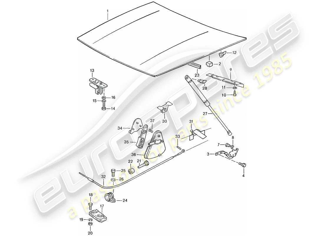porsche 1990 (944) cover - actuator part diagram