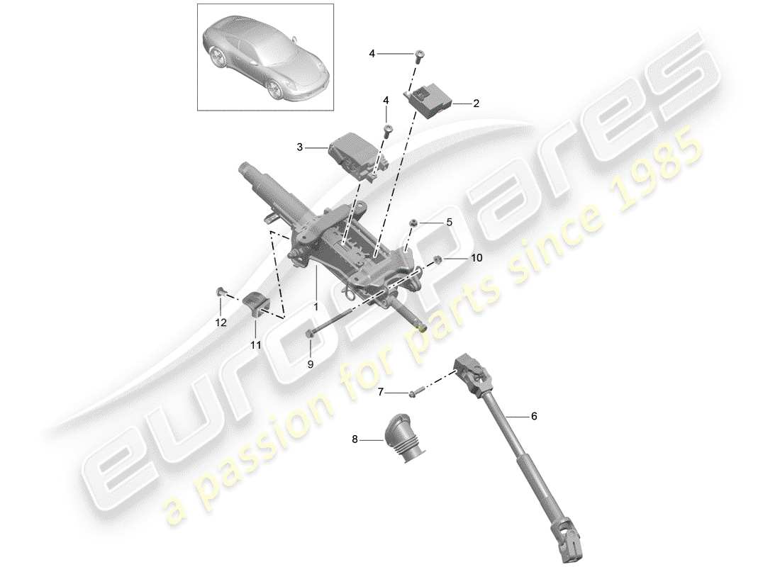 porsche 2015 (991-1) steering column part diagram