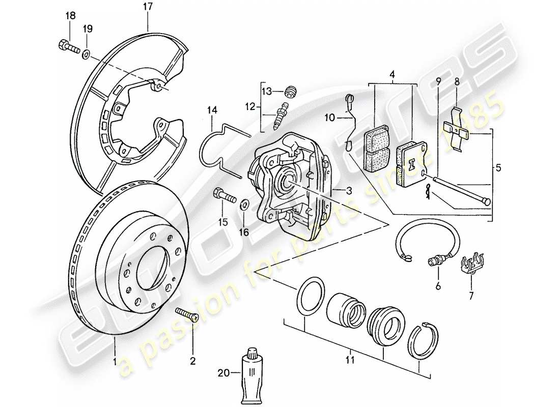 porsche 944 (1989) disc brakes - rear axle - d >> - mj 1989 parts diagram