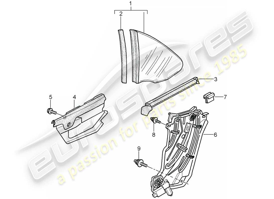 porsche 2010 (997-2) side window parts diagram