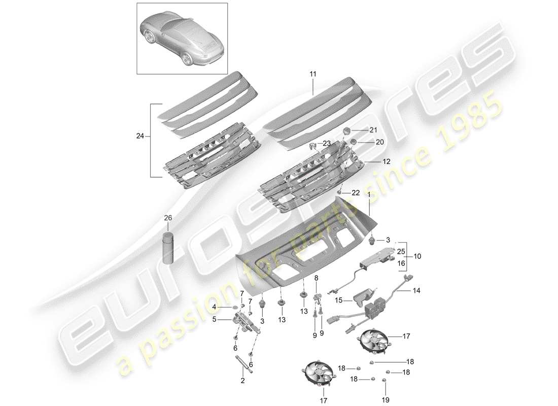 porsche 2012 (991-1) cover part diagram