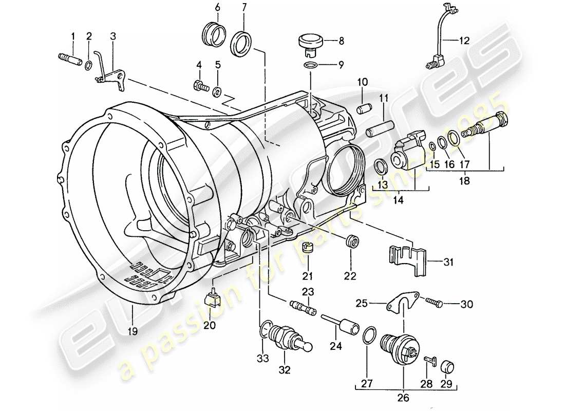 porsche 1988 (928) automatic transmission - transmission case - accessories part diagram