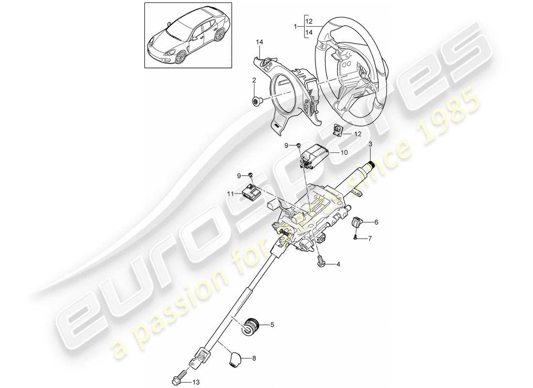 porsche 2016 (panamera 970) steering wheels parts diagram