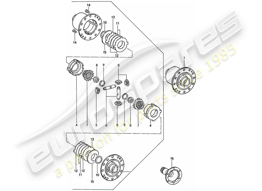 porsche 1986 (911) limited slip differential part diagram