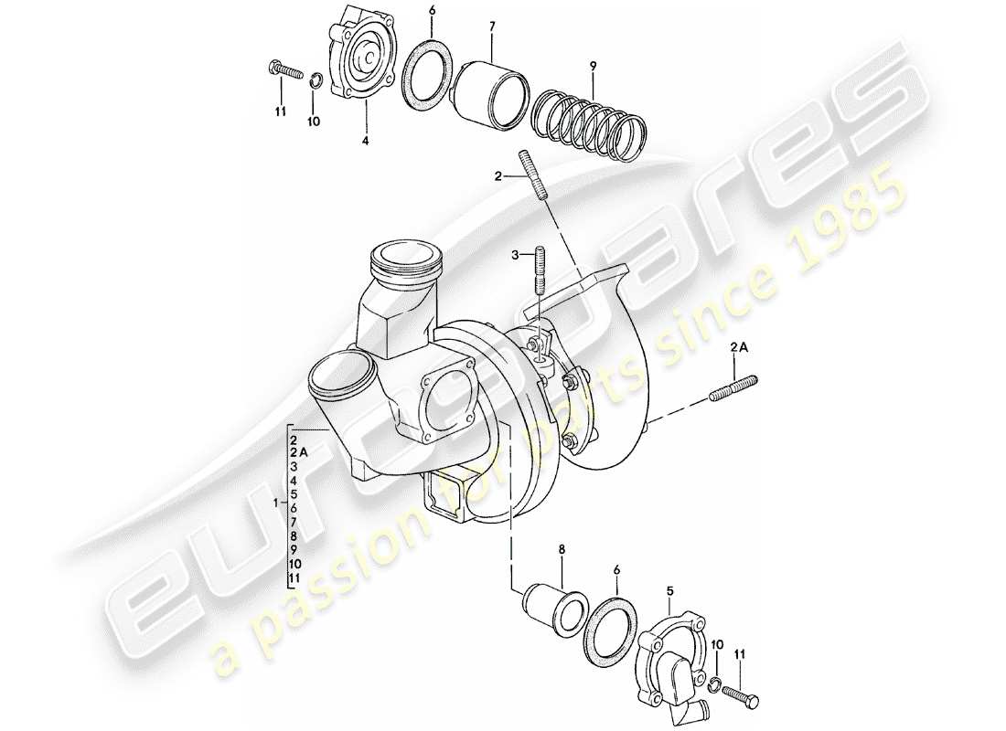 porsche 1981 (924) exhaust gas turbocharger part diagram