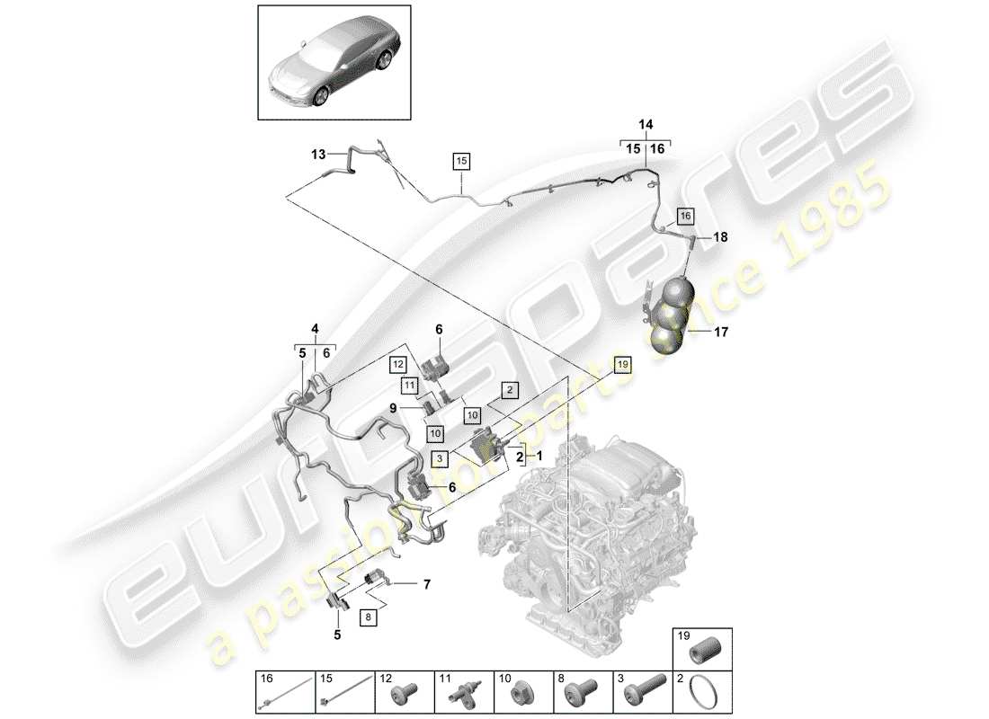 porsche 2020 (panamera 971-1) vacuum system parts diagram