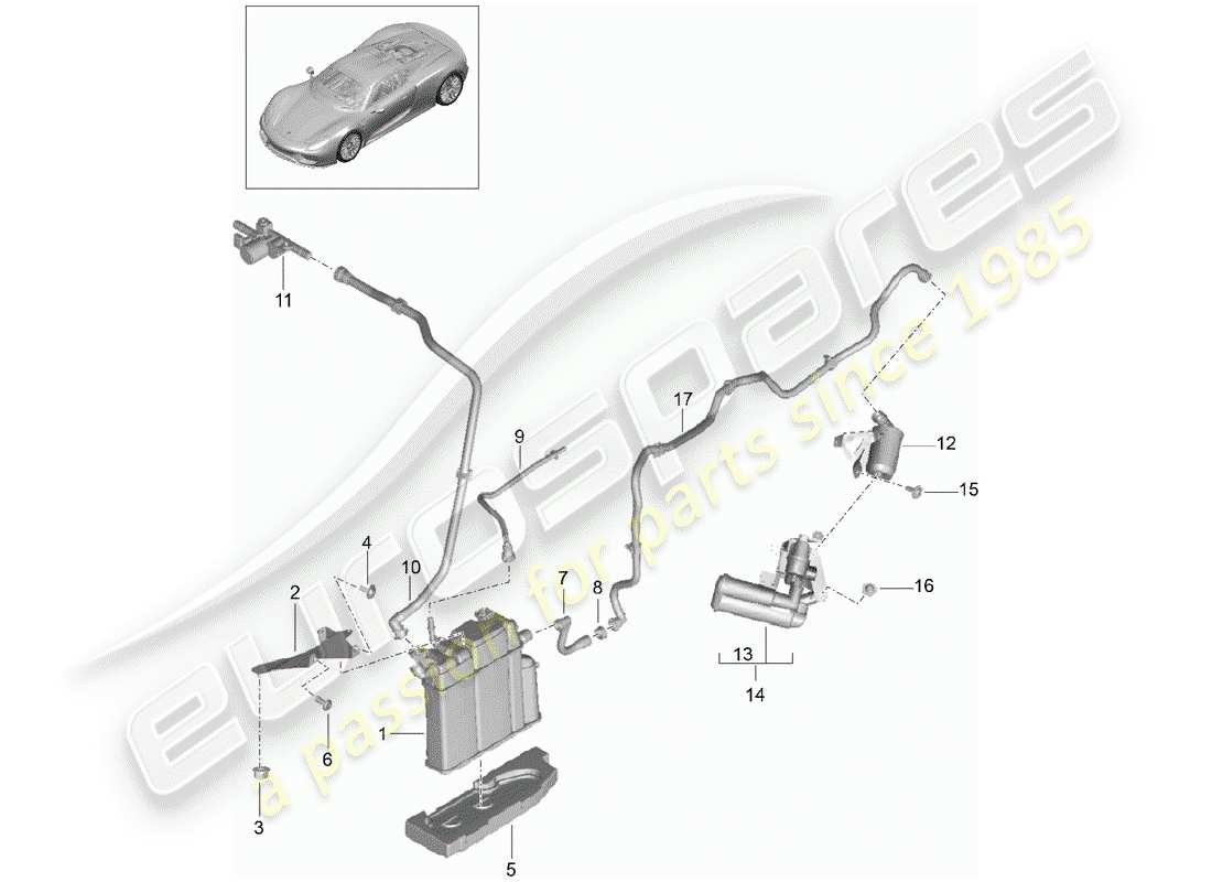 porsche 2015 (918 spyder) evaporative emission canister part diagram