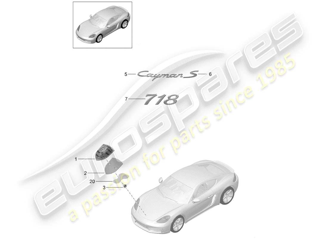porsche 2017 (718 cayman) moldings part diagram