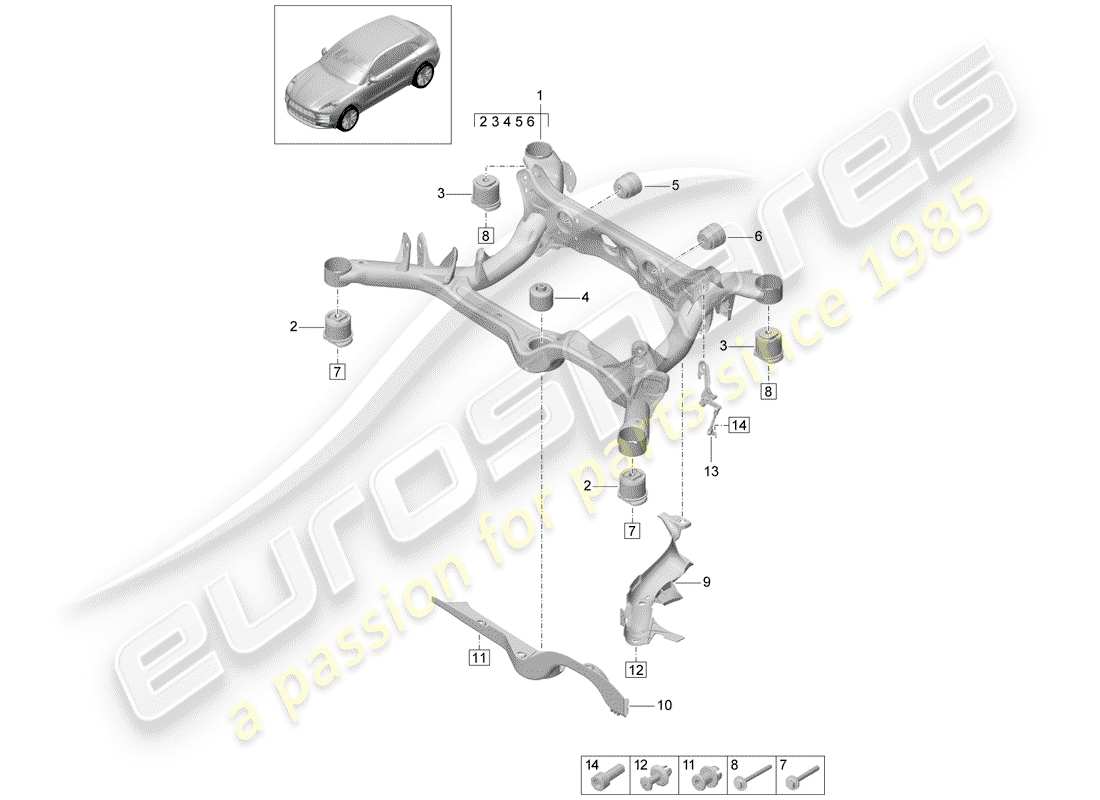 porsche 2020 (macan) sub-frame part diagram