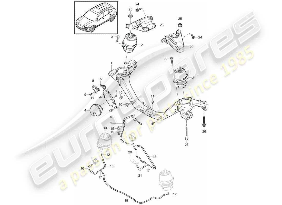 porsche 2011 (cayenne e2 92a) engine lifting tackle part diagram