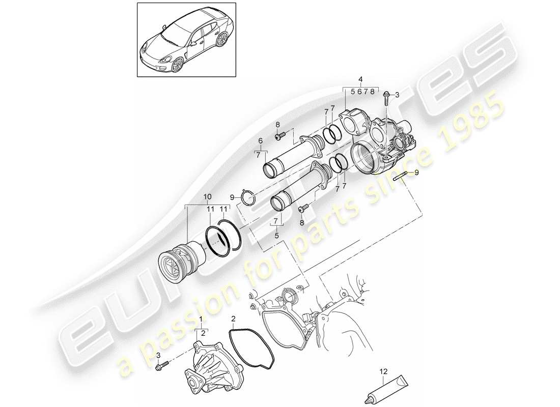 porsche 2013 (panamera 970) water pump parts diagram