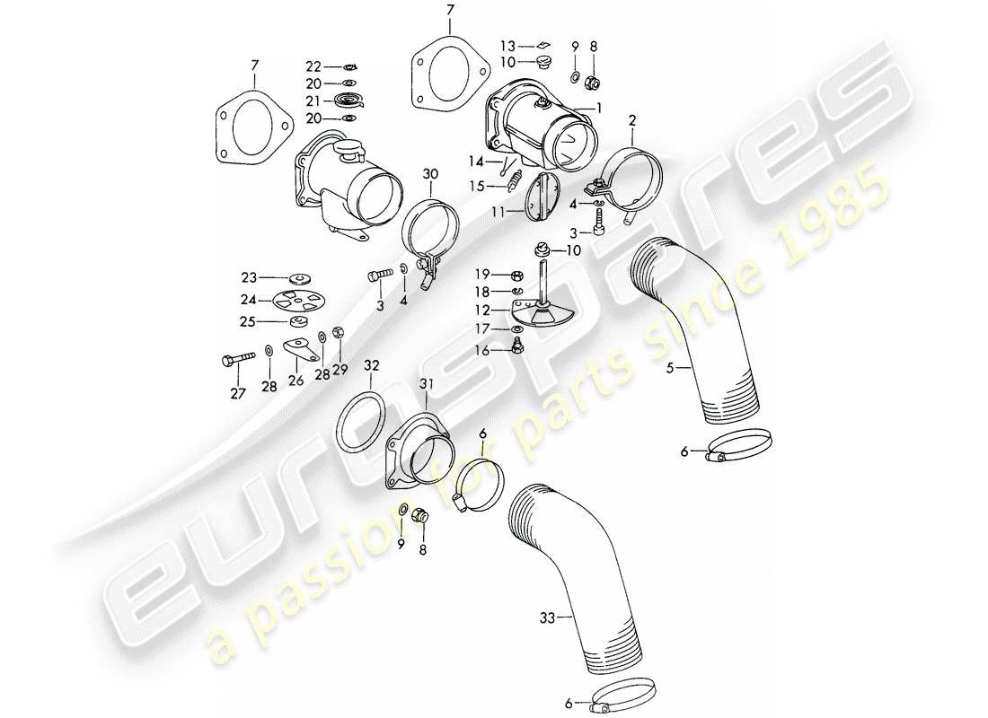 porsche 1965 (911/912) heating air supply part diagram