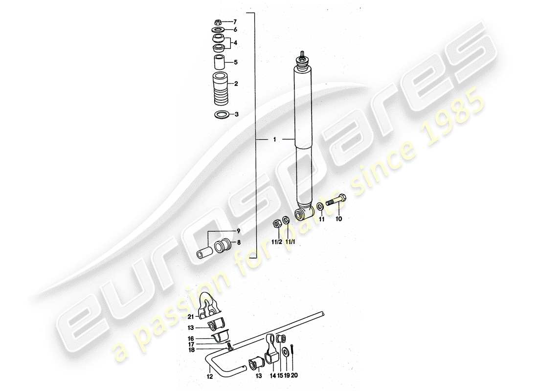 porsche 1975 (911 turbo) vibration damper - stabilizer part diagram
