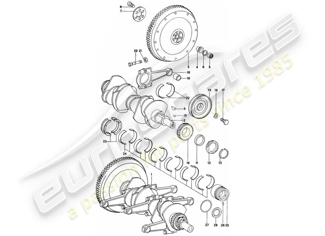 porsche 1975 (914) crankshaft part diagram