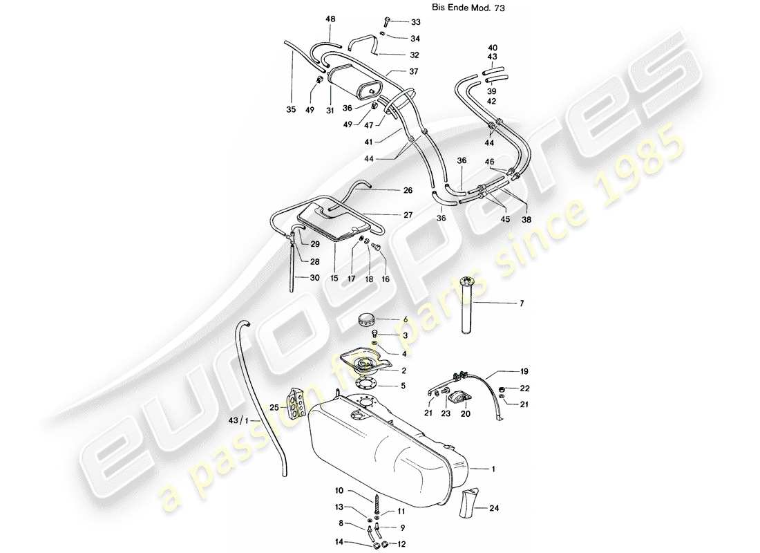 porsche 1975 (914) fuel tank - d >> - mj 1973 part diagram