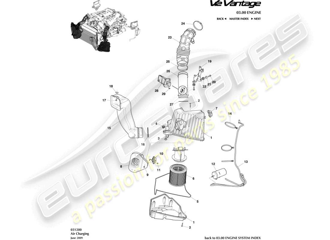 aston martin v12 vantage (2013) air charging part diagram