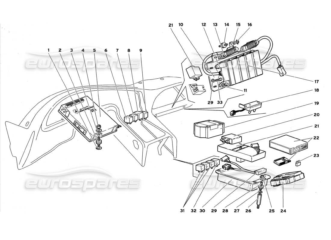 lamborghini diablo gt (1999) electrical system parts diagram