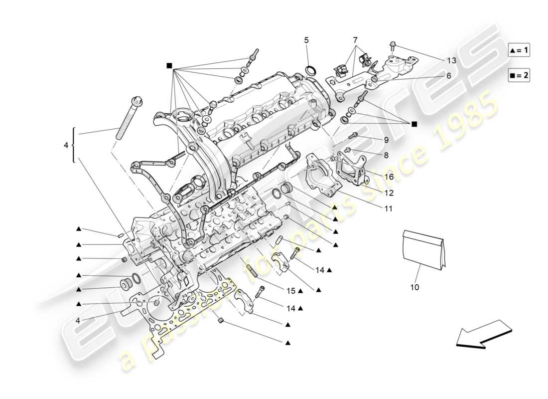 maserati qtp 3.0 tds v6 275hp (2015) lh cylinder head part diagram