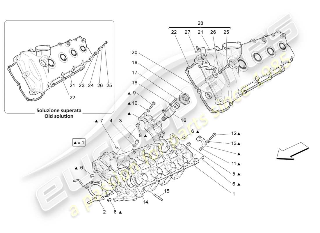 maserati granturismo (2012) lh cylinder head parts diagram