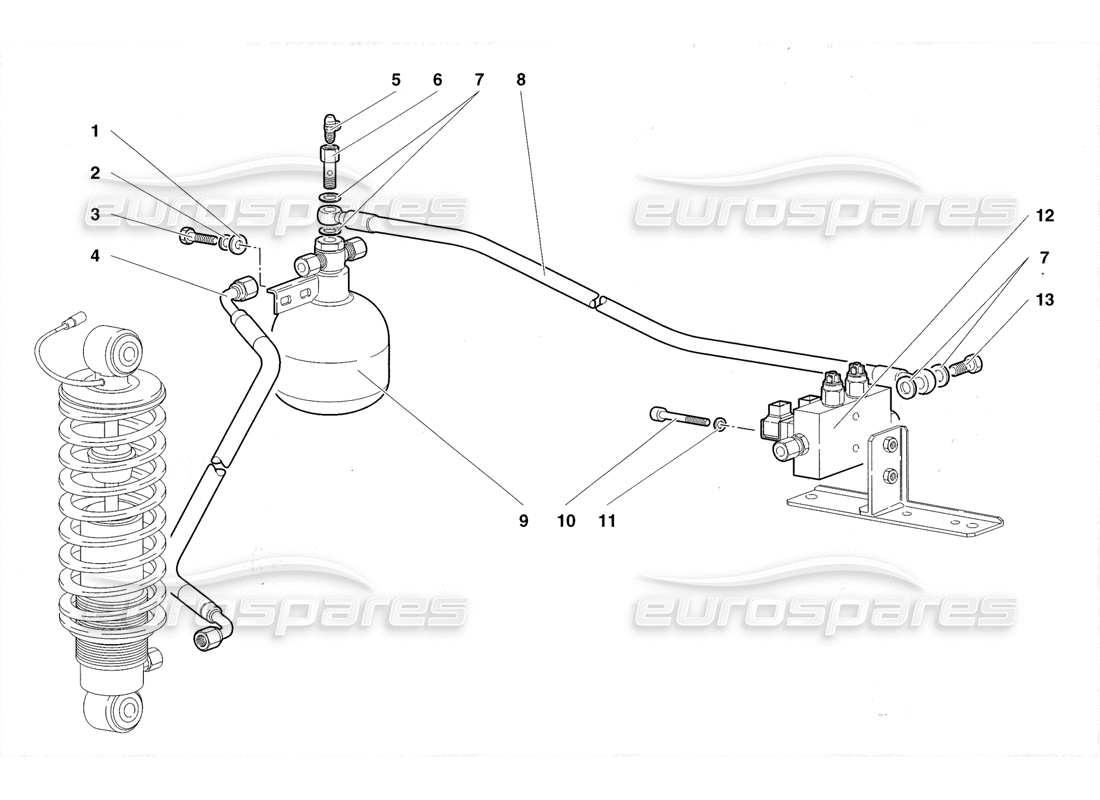 lamborghini diablo roadster (1998) lifting system parts diagram